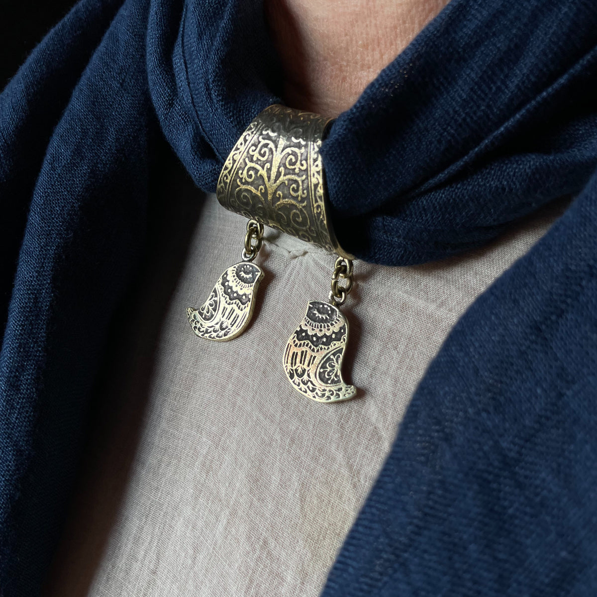 100% Natural Linen Scarf Ring "Tweetlings"