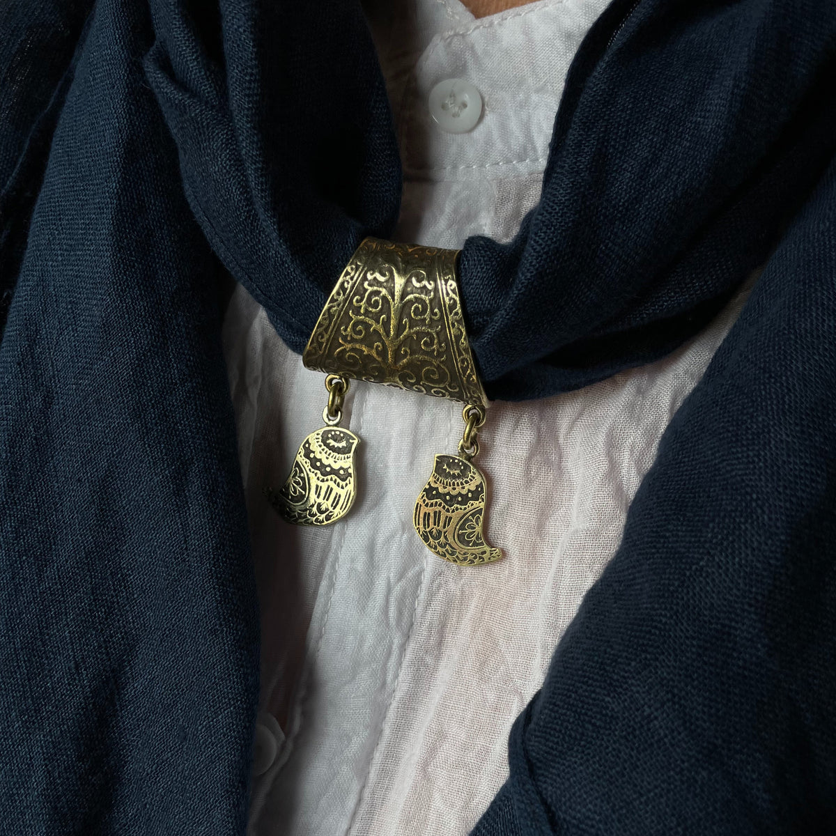100% Natural Linen Scarf Ring "Tweetlings"