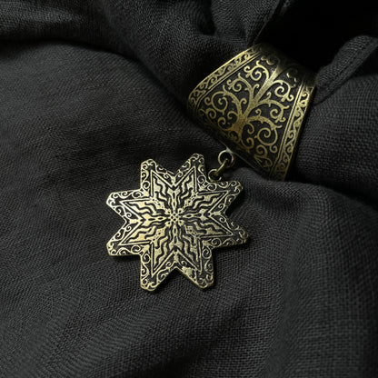 100% Lininė skarelė su aksesuaru  "Polaris"