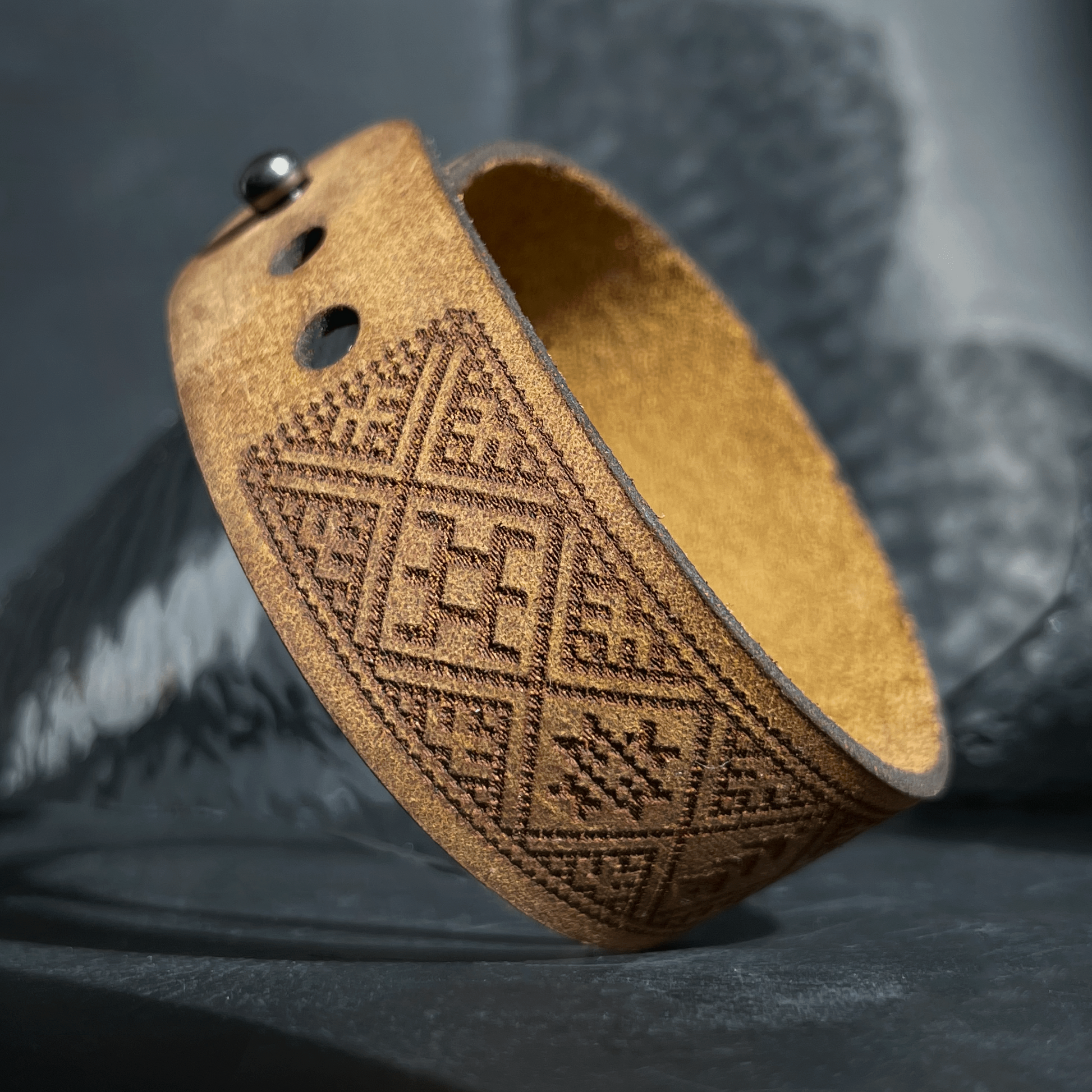 Dark amber leather bracelet