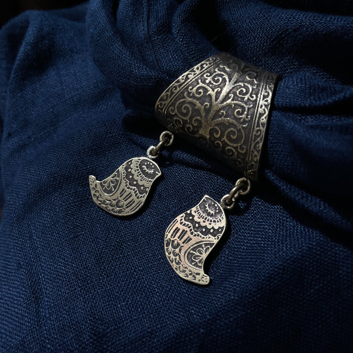 100% Natural Linen Scarf Ring "Tweetlings"