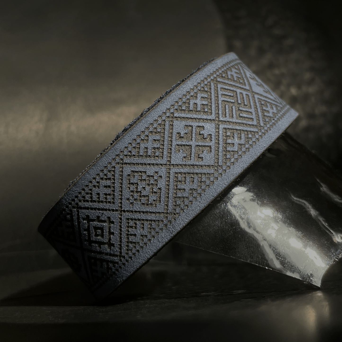 Blue leather bracelet