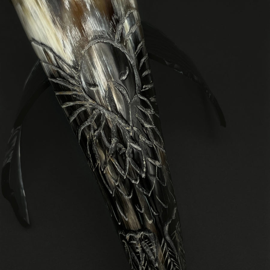 #5 Hand-engraved and brass-fitted 55 ml drinking horn