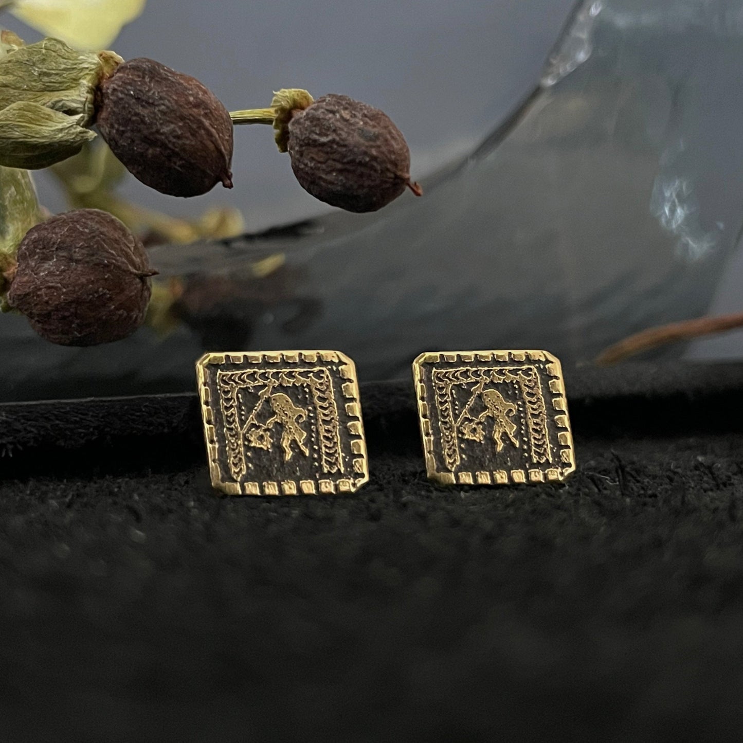 Auskarai "Baltų zodiako kvadratai"